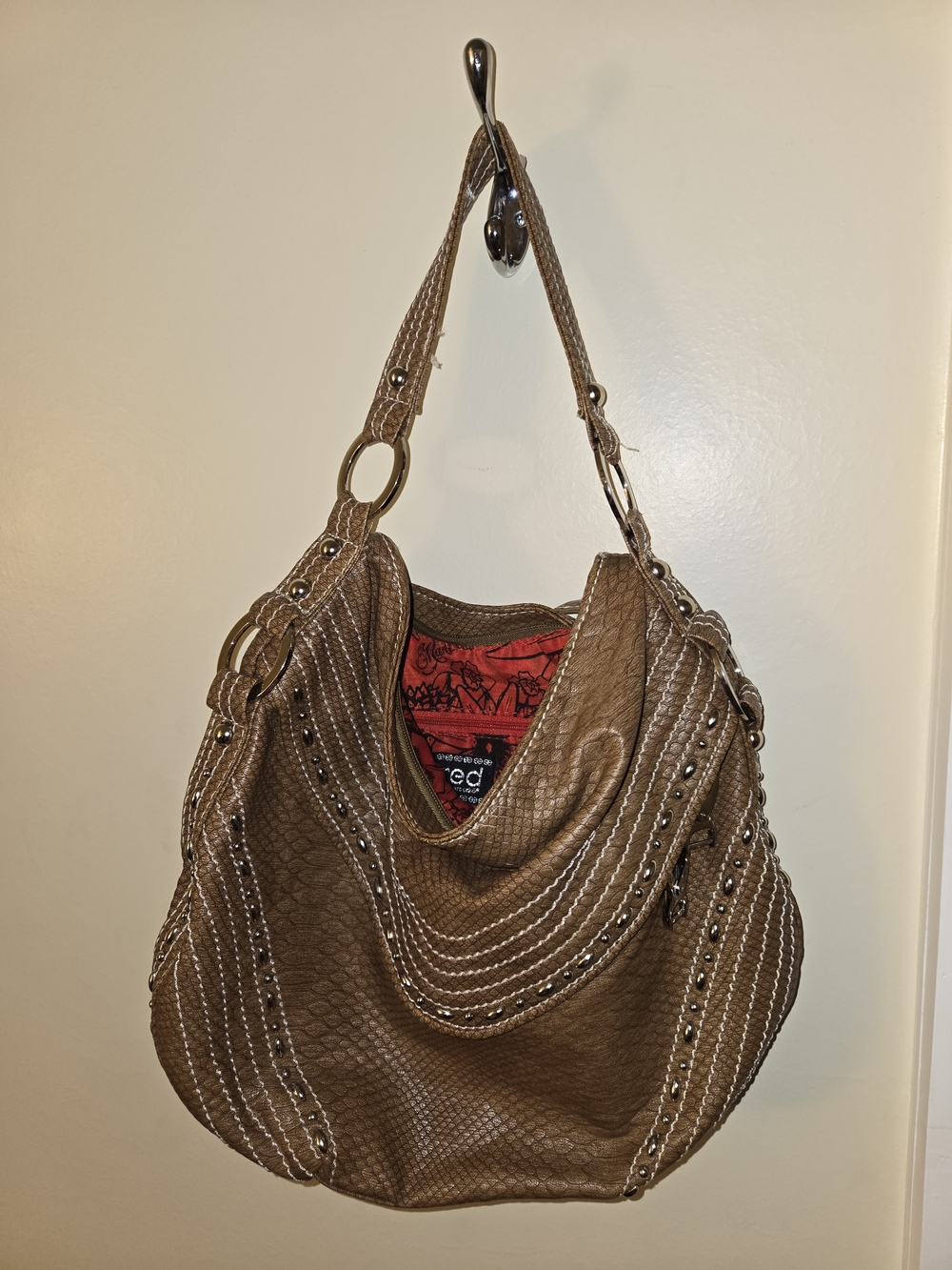 Red by Marc Ecko bronze hobo bag with silver detailing